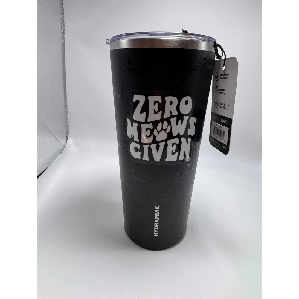 Hydrapeak Zero Meows Given Insulated Tumbler 32oz Black Cat Travel Mug New